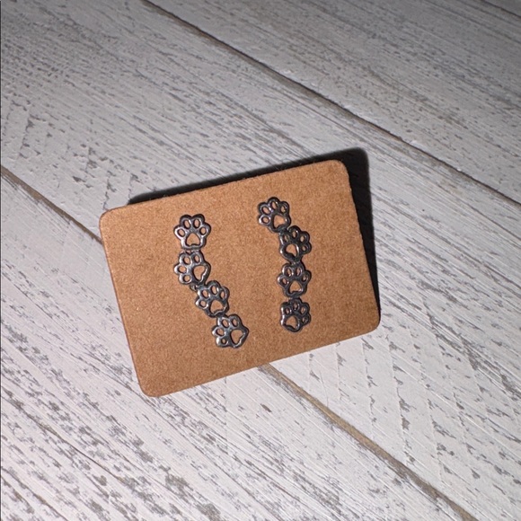 Sterling Silver 925 Paw Print Crawler earrings - Picture 5 of 7